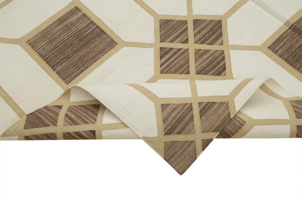 Rug N Carpet - Handmade Wool 5' 10'' x 8' 9'' Geometric Dhurrie Kilim Rug