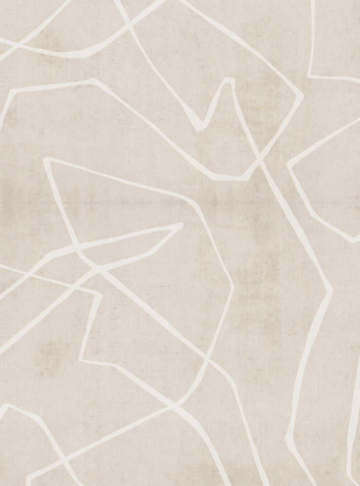 Entangled Lines Textured Look Vinyl Peel and Stick Mural, Beige, 24"x108", 6 Pack