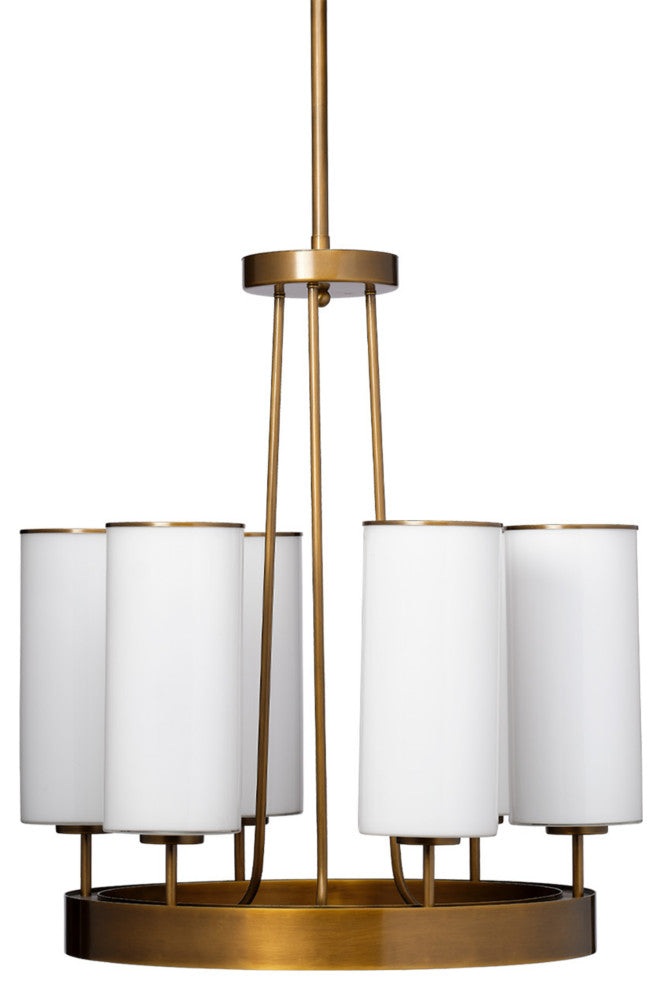 Kingdom Glass 6-Light Chandelier, Antique Brass
