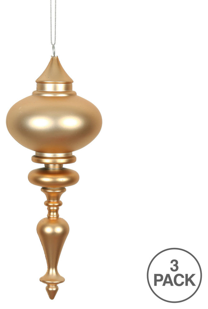 Vickerman N175080D 8" Cafe Latte Matte Finial Ornament, Pack of 3