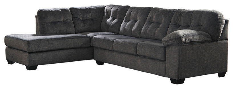 Ashley Accrington 2-Piece RAF Sofa Sectional in Granite Microfiber