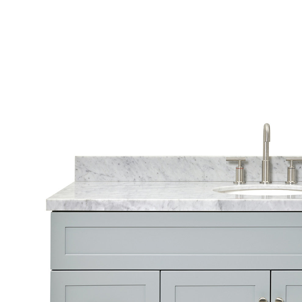 Ariel Hamlet 61" Oval Sink Bath Vanity, 1.5" Carrara Marble