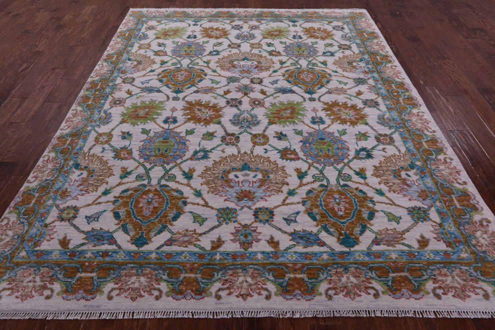 7' 10" X 9' 6" Handmade William Morris Wool Rug - Q15650