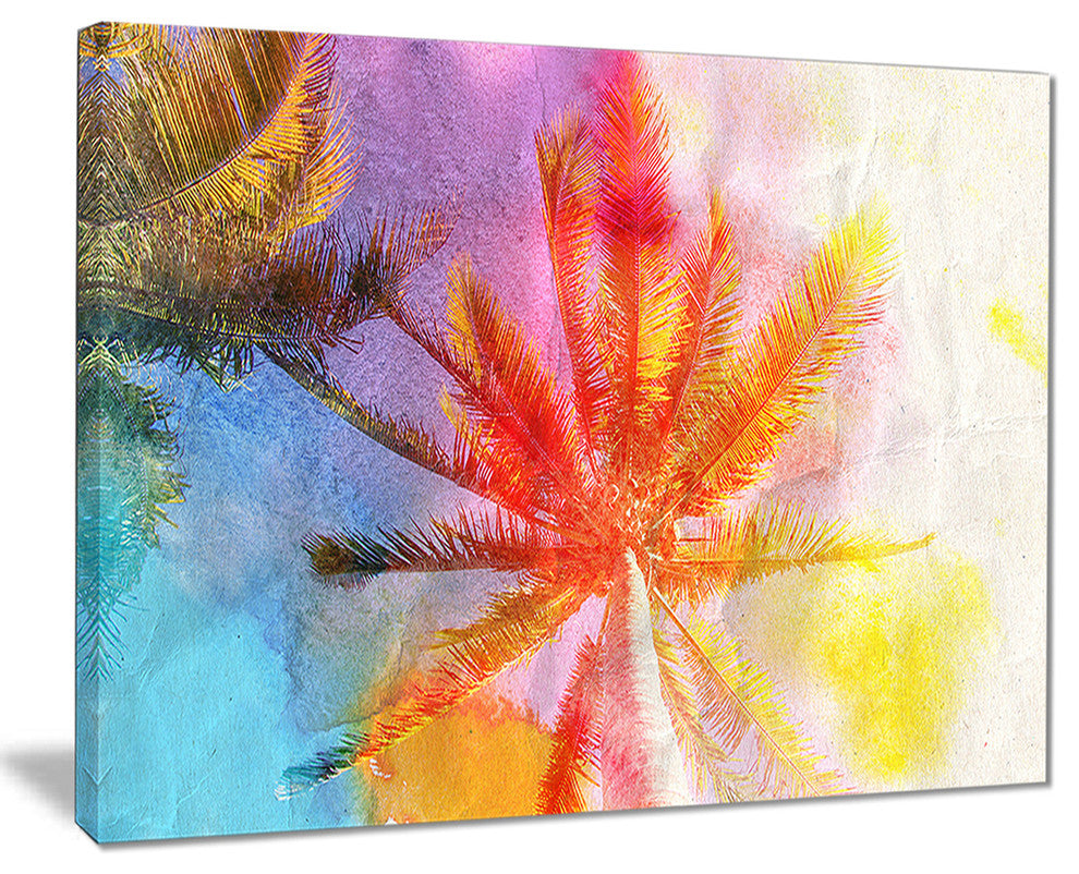 "Reflective Retro Palm Trees" Canvas Print