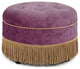 Yolanda 24" Upholstered Round Accent Ottoman, Purple Floral Sateen