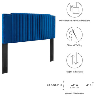 Felicity Channel Tufted Performance Velvet Twin Headboard, Navy