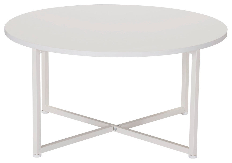 Jamestown Round Coffee Table Scandinavian White and White Metal