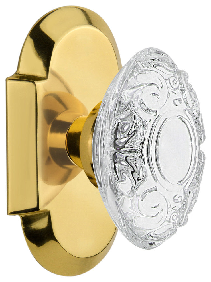 Cottage Plate Double Dummy Crystal Victorian Knob, Polished Brass, COTCVI