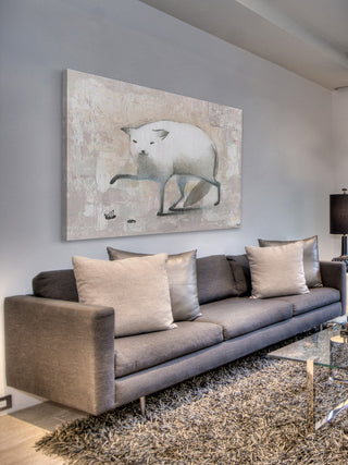 "Pattes Grises" Painting Print on Wrapped Canvas, 60"x40"