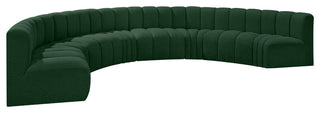 Arc Boucle Fabric Upholstered 8-Pc. Inward Curved Modular Sectional, Green