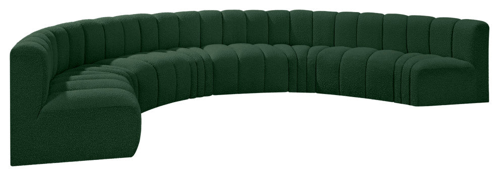 Arc Boucle Fabric Upholstered 8-Pc. Inward Curved Modular Sectional, Green