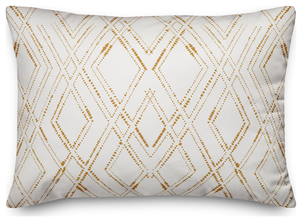 White and Gold Diamond 20x14 Spun Poly Pillow