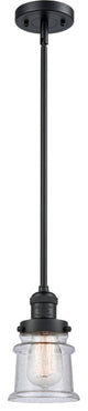 Franklin Restoration Small Canton 1 Light Mini Pendant, Matte Black, Seedy Glass