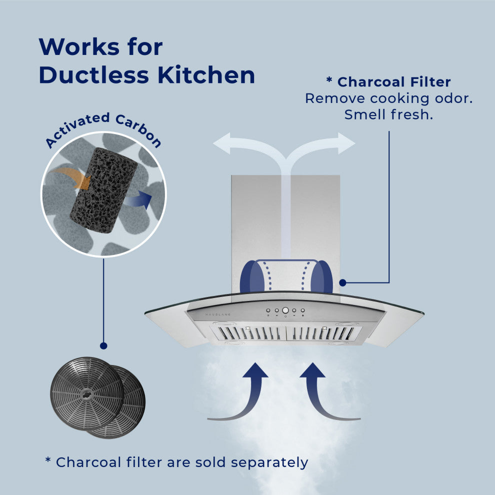 Hauslane | Chef Series Range Hood IS-200 Island Range Hood, 30"