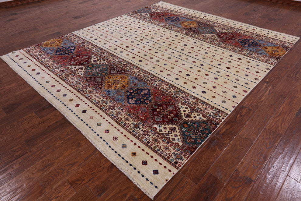 Handmade Khorjin Super Kazak Wool Rug 8' 1" X 9' 7" Q5242