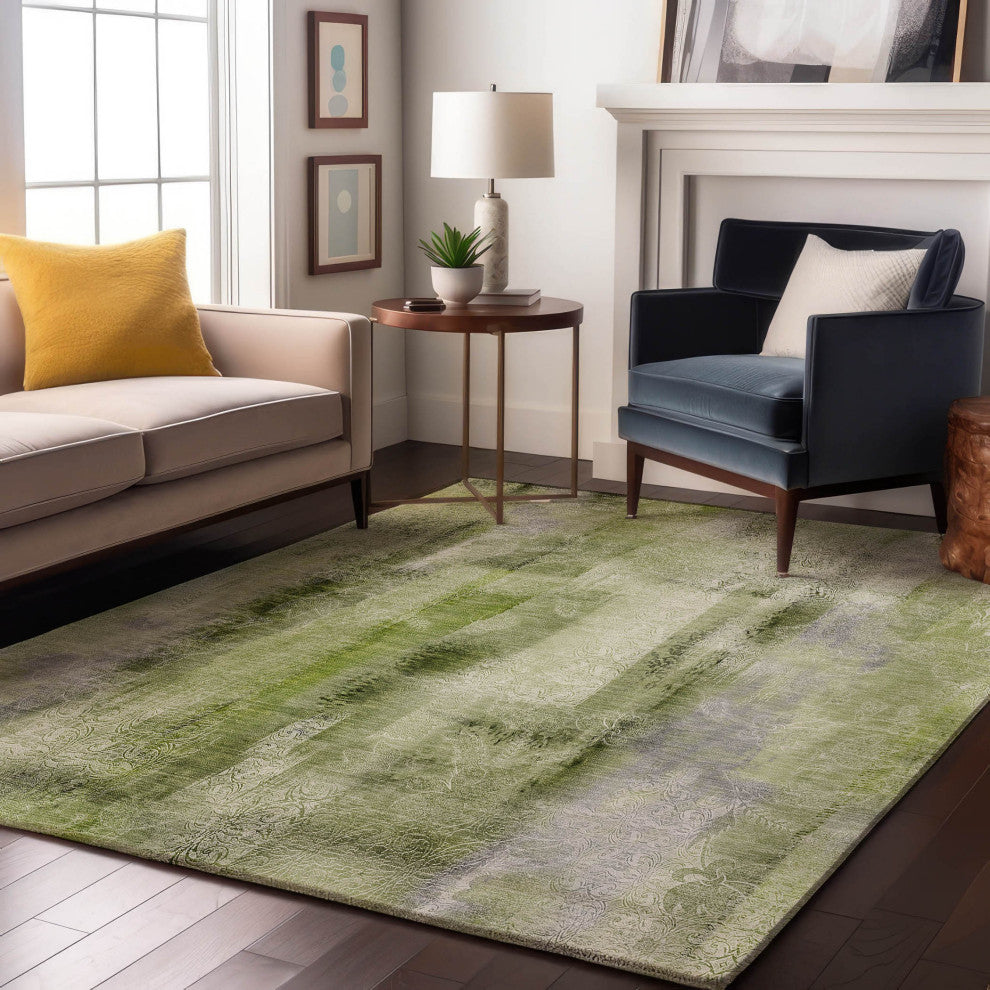 Premium Machine Washable Mayfield AMF537 Sage 3' x 5' Rug