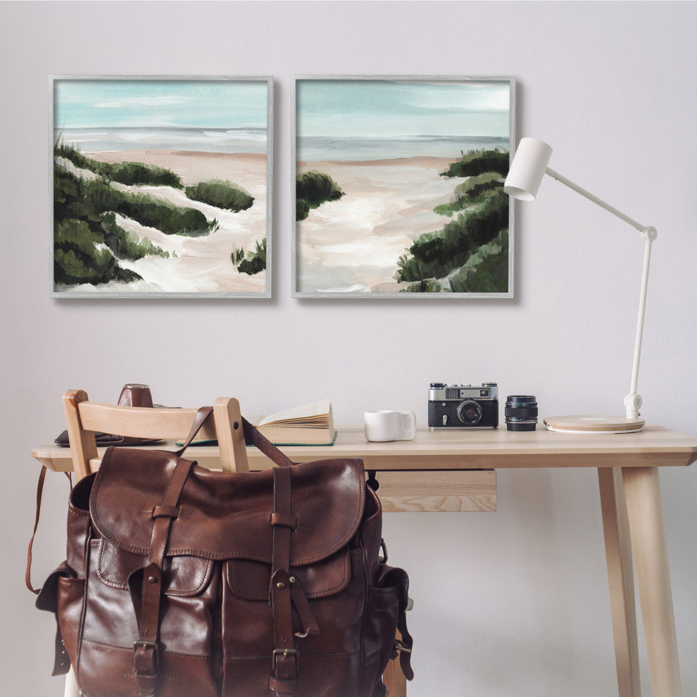 Tall Grass Sand Dunes Soft Wave Beach Landscape,2pc, each 24 x 24