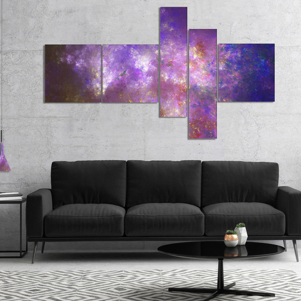 Blur Fractal Sky with Stars, Abstract Canvas Art Print, 60"x32", 5 panels