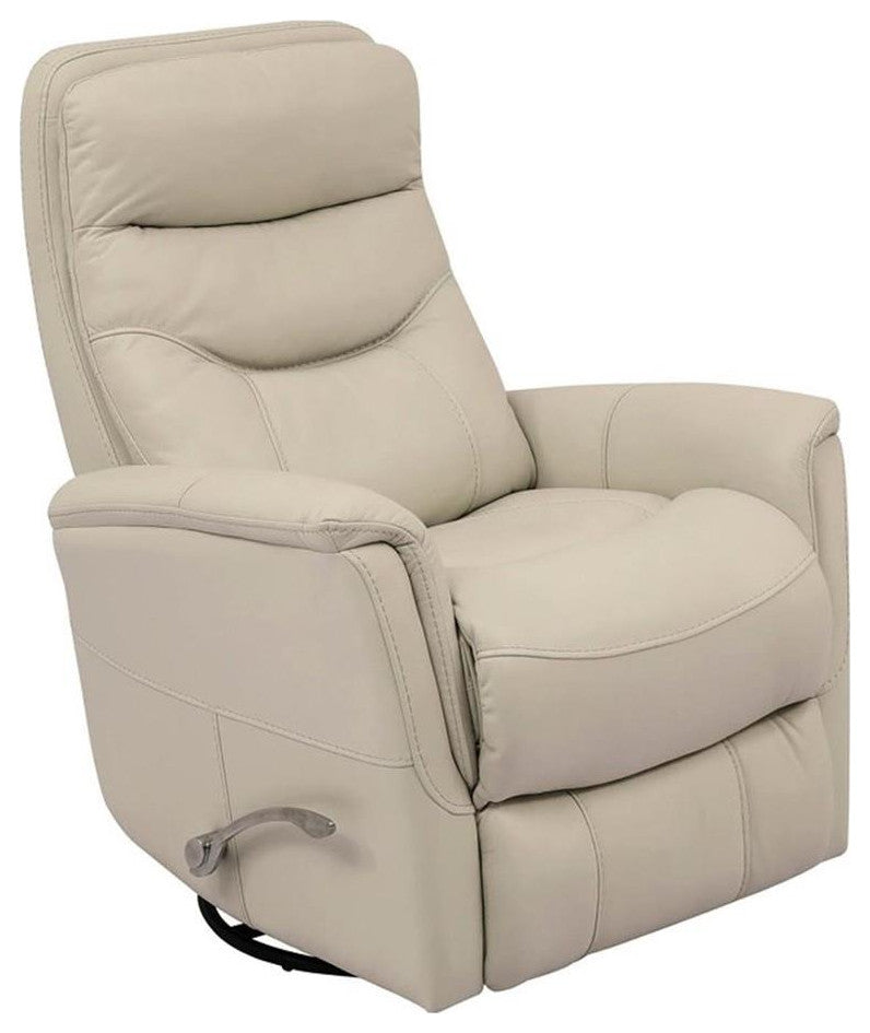 Bowery Hill Leather Manual Swivel Glider Recliner in Ivory Finish
