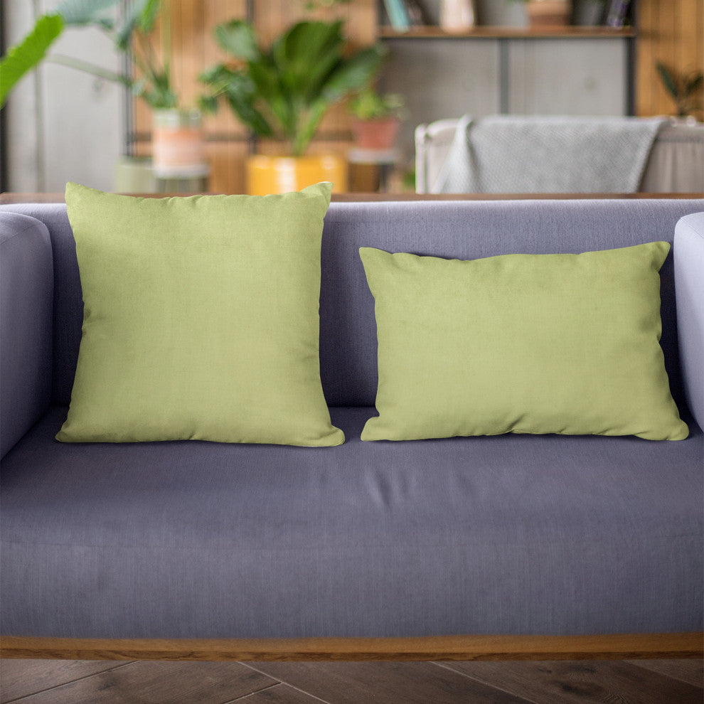Lime Solid Shiny Velvet Luxury Throw Pillow, Double sided 22"x22"