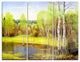 "Light Green Autumn" Glossy Metal Wall Art, 3 Panels, 36"x28"