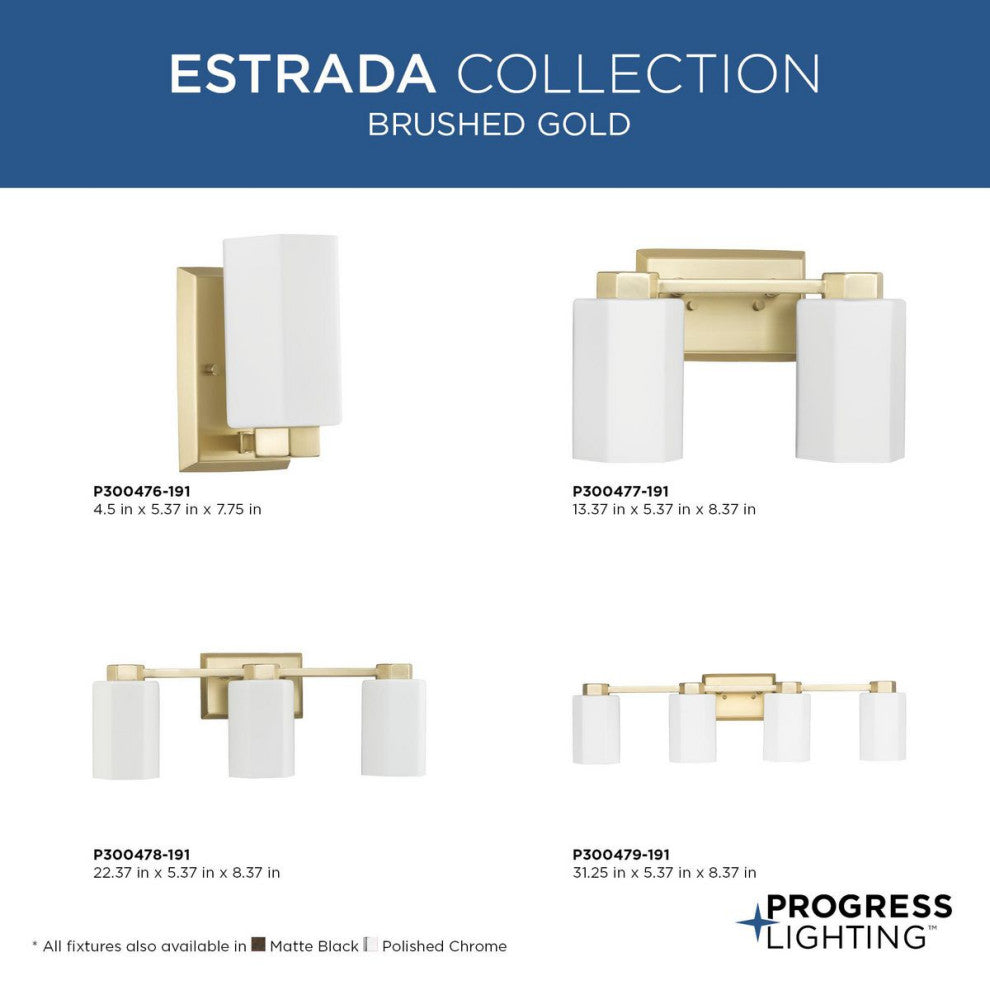 Estrada Collection 4-Light Contemporary Bath and Vanity Light, Brushed Gold