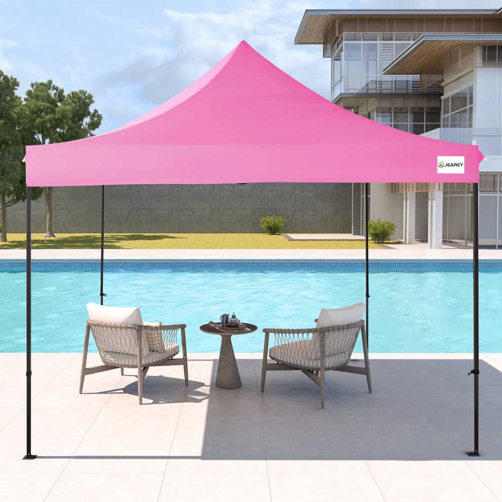 JEAREY Pop Up Canopy Tent, Outdoor Canopy, 4 Sand Bags, Pink, 10x10ft