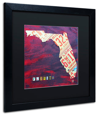 "Florida License Plate" Matted Framed Canvas Art by Design Turnpike