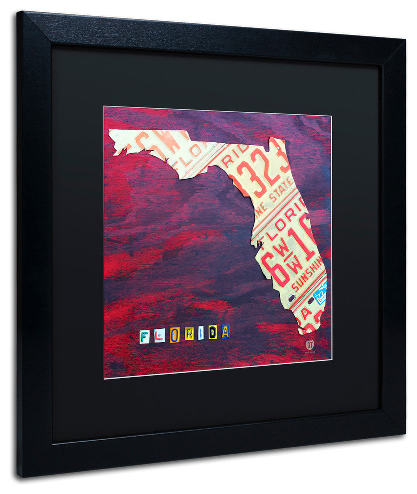 "Florida License Plate" Matted Framed Canvas Art by Design Turnpike