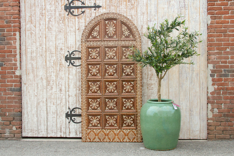 Extraordinary Sunburst Indo-Portuguese Inlaid Arched Door