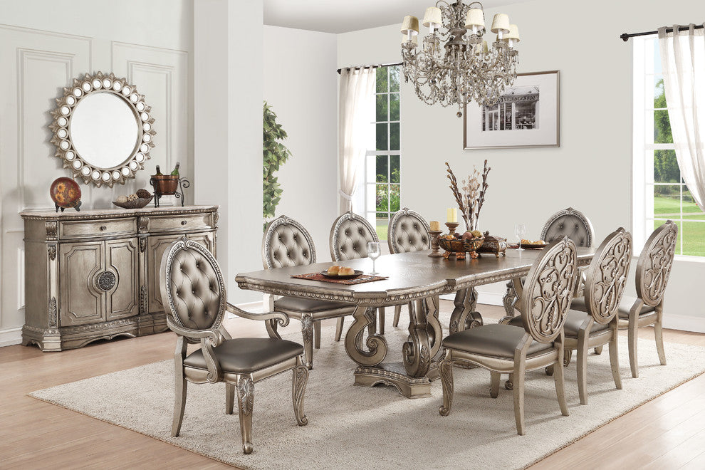 ACME Northville Arm Chair (Set-2), PU and Antique Champagne