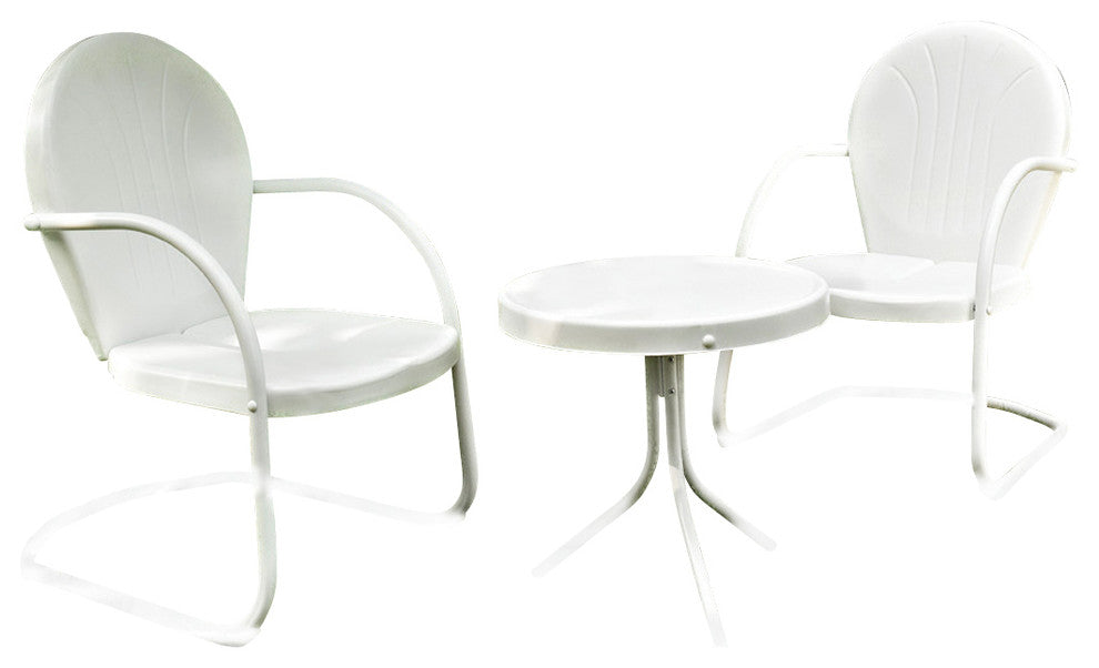 Griffith 3-Piece Metal Outdoor Conversation Seating Set, White