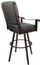 Leather Swivel Metal Bar Stool - Memphis on Warren Base, Gray Leather on Brown, 30"