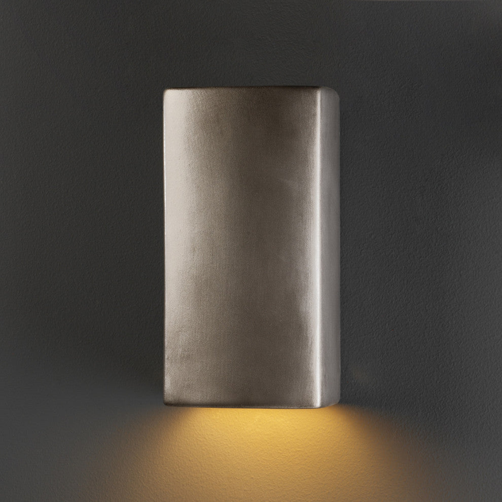 Ambiance Small Rectangle, Outdoor Closed Top Sconce, Antique Silver, Dedicated L