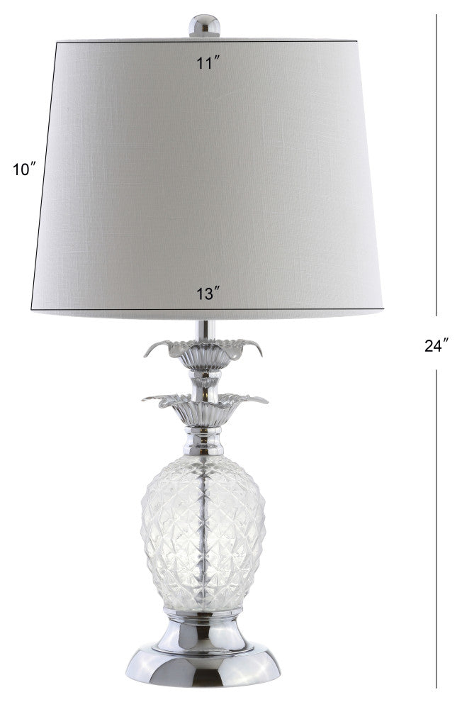 Jane 24" Glass Table Lamp, Clear and Chrome