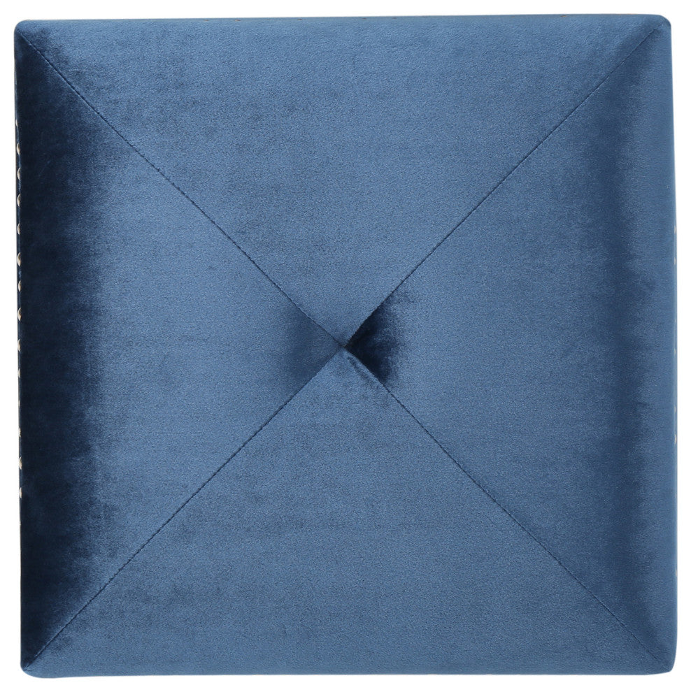 GDF Studio Allen Glam Velvet Ottoman, Cobalt
