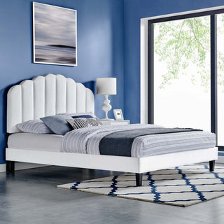 Daisy Performance Velvet Full Platform Bed, White