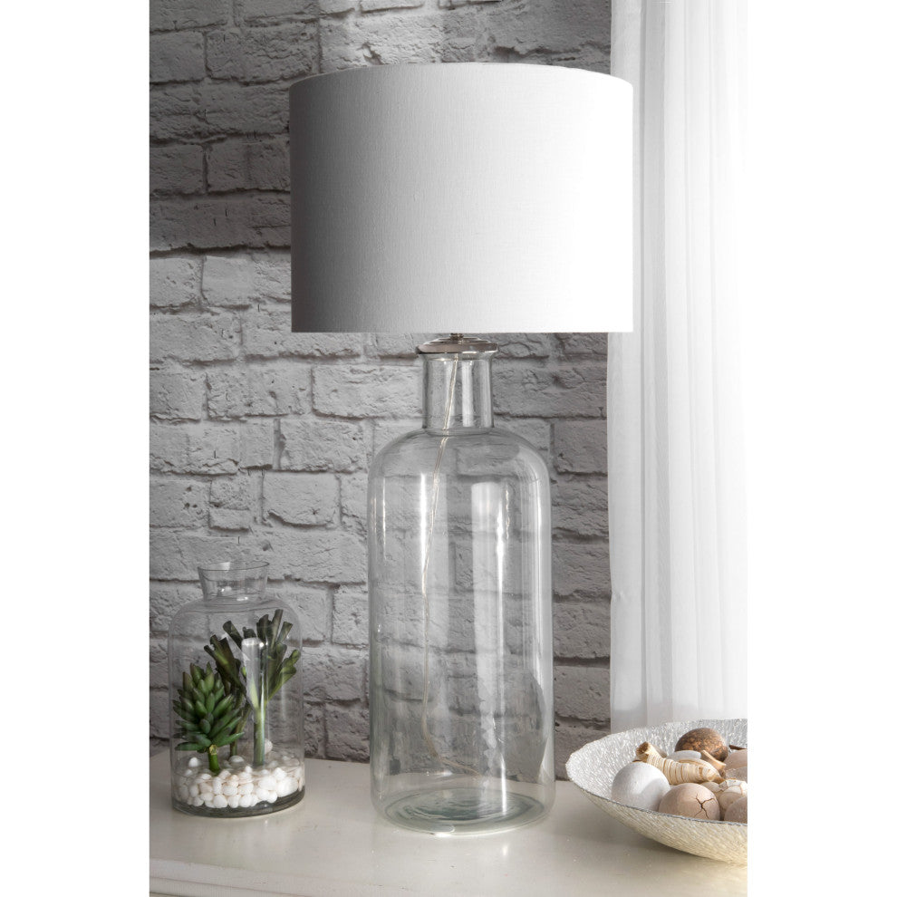 Nuloom Clear Glass Cotton Shade Clear Finish 3-Way Switch Table Lamp, 14"