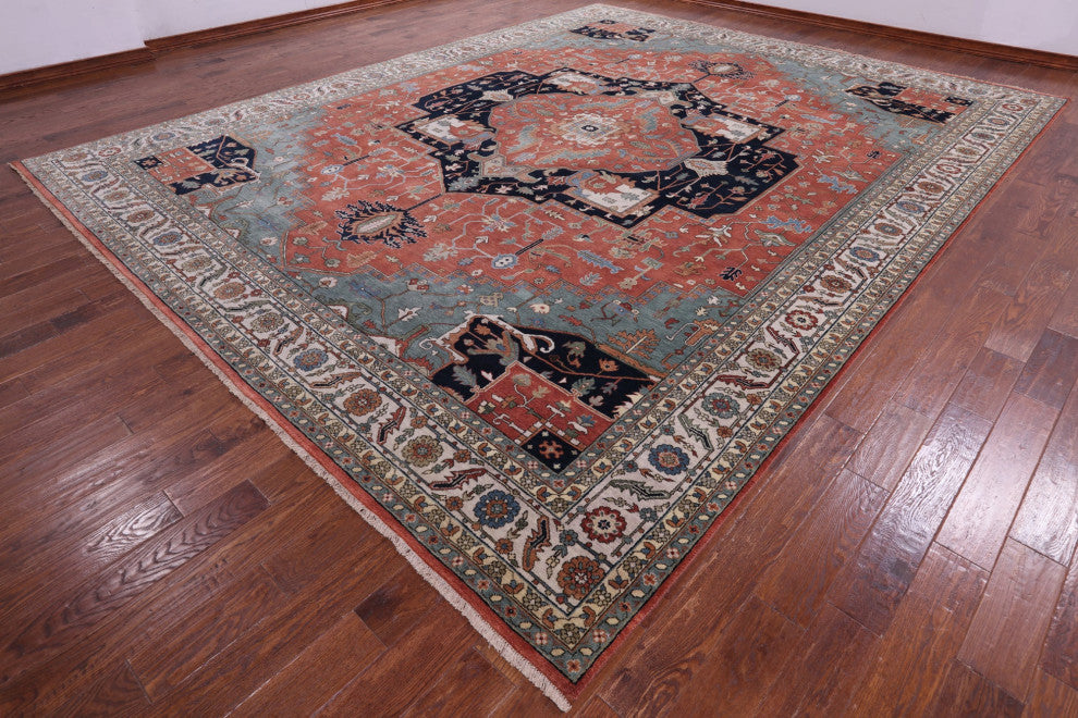 11' 11" X 14' 11" Persian Fine Serapi Handmade Wool Rug - Q14710