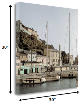 30" Picturesque Tuscan Village on a Harbour Giclee Wrap Canvas Wall Art