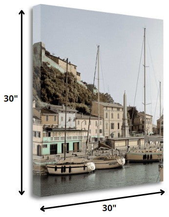 30" Picturesque Tuscan Village on a Harbour Giclee Wrap Canvas Wall Art