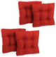19" Squared Spun Polyester Tufted Dining Chair Cushion, Set of 4, Papprika
