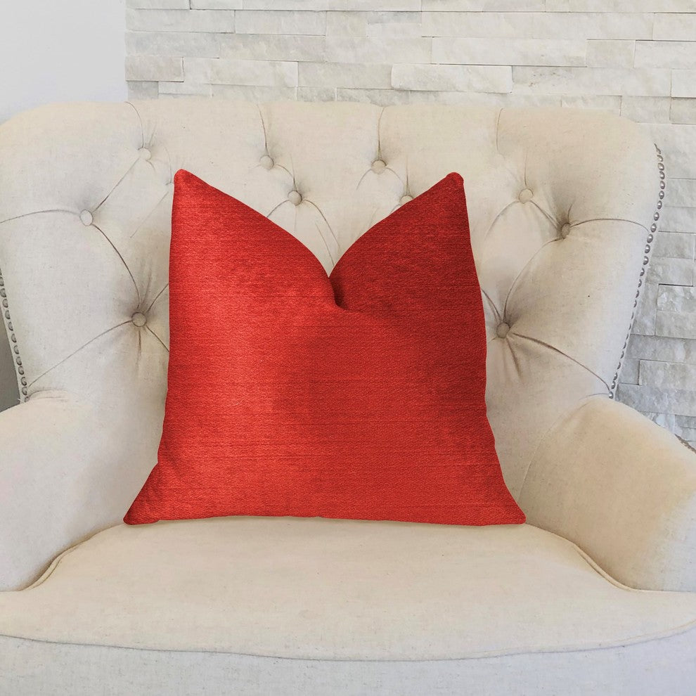 Cherry Love Orange and Red Luxury Throw Pillow, 20"x30" Queen