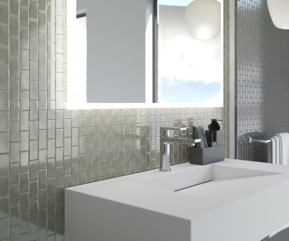 CastelloUSA Anacleto Ceramic Pressed 1"x2" Mosaic Tile, Dark Gray