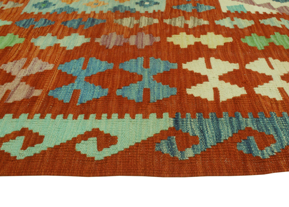 Sangat Kilim Danagul Rust/Green Rug, 8'0x9'6