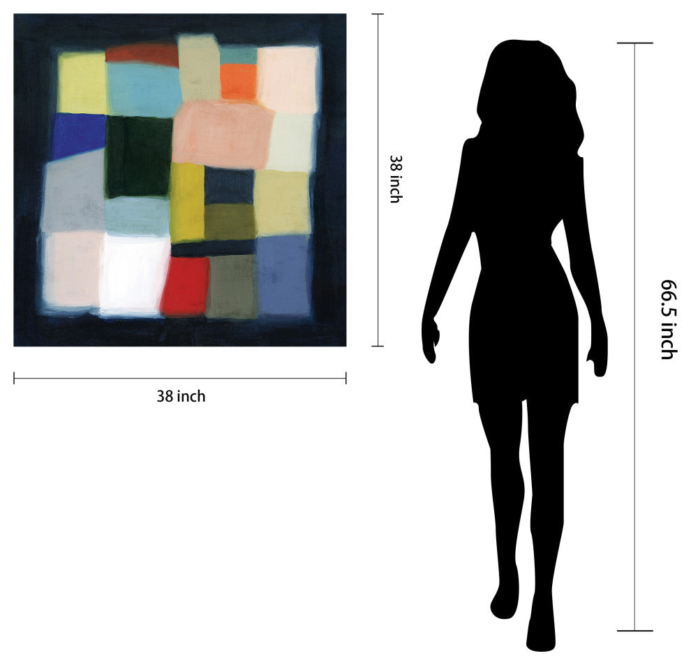 "Chromatic Cube II" Frameless Free Floating Printed Tempered Glass Wall Art