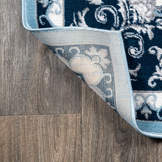 Acanthus French Border, Blue/Navy, 8'x10'