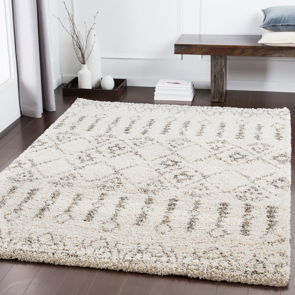 Surya Serengeti Shag SGT-2314 7'10"x10'3" Rug, Taupe/Khaki/Ivory/Dark Brown