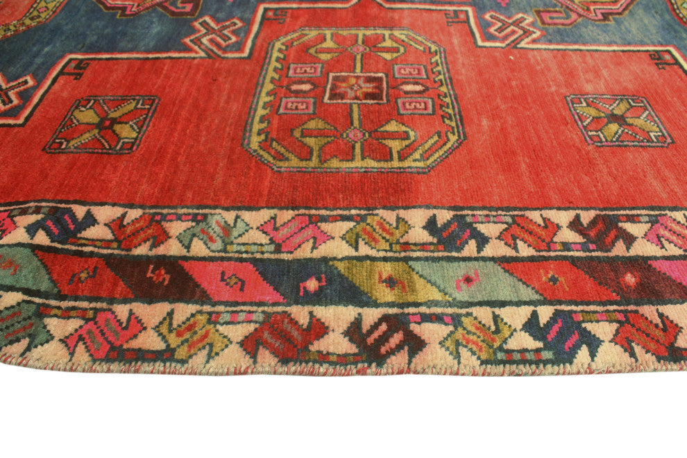 Fine Vintage Distressed Esperanz Red/Navy Runner, 4'8x10'11