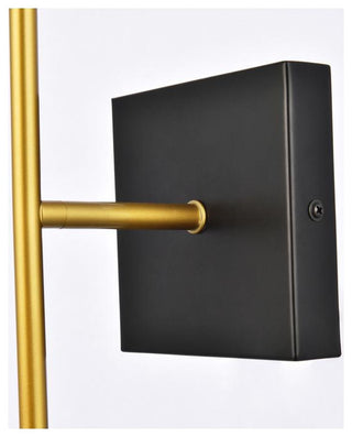 Neri 1 light black and brass and white glass wall sconce